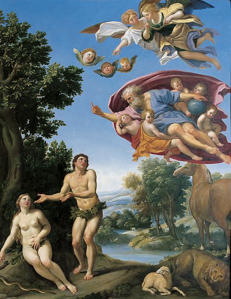 Le Dominiquin, Dieu réprimant Adam et Eve, vers 1623-25, huile sur cuivre, 95 x 65 cm, musée de Grenoble